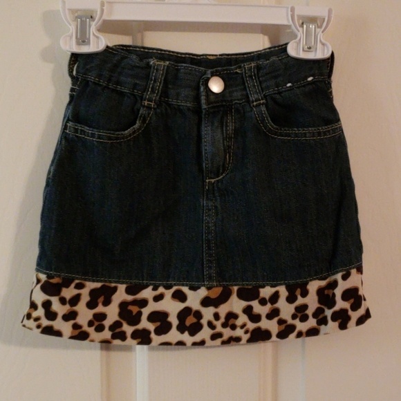 Hp🌻gymboree Denim skirt with Leopard hem - Picture 1 of 6